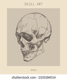 Skull art poster design in vintage style