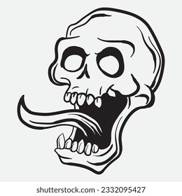 Skulptur, Vektorgrafik, Skulptur des menschlichen Schädels, handgezeichnet