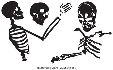 Skull Art.Tattoo style vector illustration of skeleton