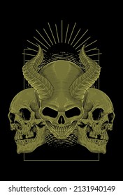 Skull artwork detail with light illustration