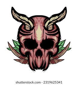 Skull artwork digital drawing horror mascot logo