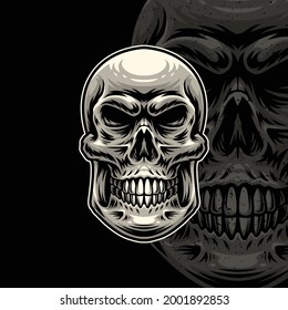 Skull artwork illustration design logo