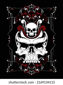 Skull artwork illustration and t shirt design Premium Vector