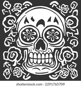 Skull Artwork Vector Line Art EPS 