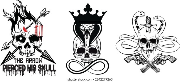 Skull artwork vector snake images