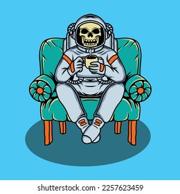 skull astronaut art character vector 