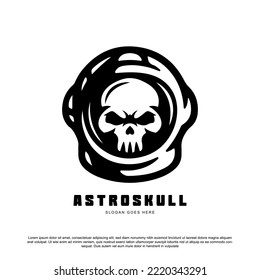 skull in astronaut space protective helmet design vector