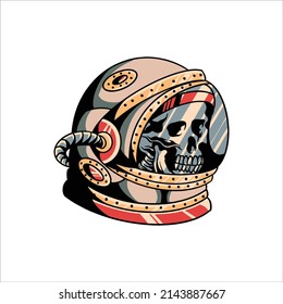 skull astronaut tattoo vector design