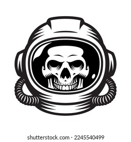 Skull astronaut vector illustration isolated on white background 