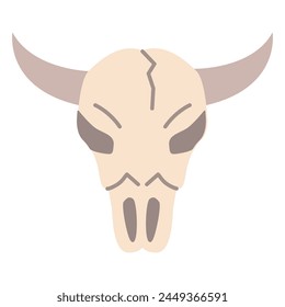 Skull aurochs.Bull skull icon.Head of a bull.Outline vector illustration.Isolated on white background.Doodle sketch.Cow skull horns.