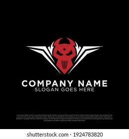 Skull automotive logo design image, car service logo vector illustration