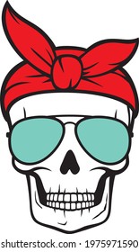 
Skull with aviator sunglasses color