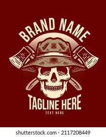 Skull and Axe Apparel Community Vector Illustration