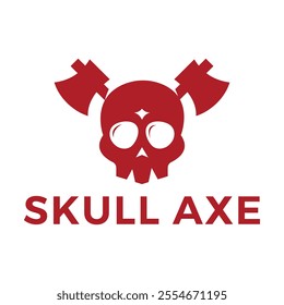 skull axe flat minimalist logo design