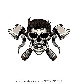 Skull axes graphic illustration vector art t-shirt design