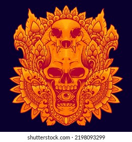 skull aztec ornament vector illustration