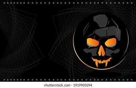 skull background. Black and orange. premium
