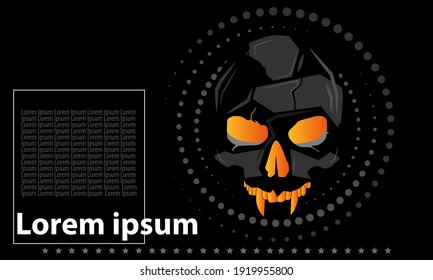 skull background, full color black, abstract, geometric. premium