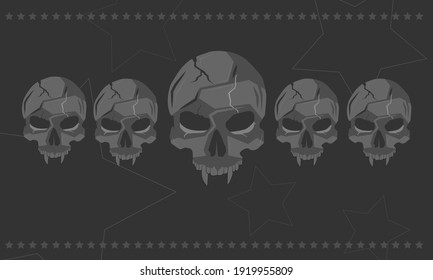 skull background, full color black, abstract, geometric. premium