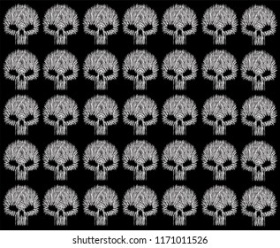 Skull background pattern line style, black and white 