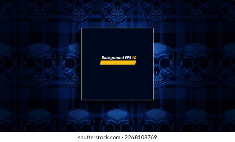 skull background, plaid embroidery design image punk background, graphic design street comic art, artwork for print, banner, website or card