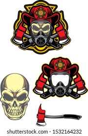 skull badge firefighter in separate layer