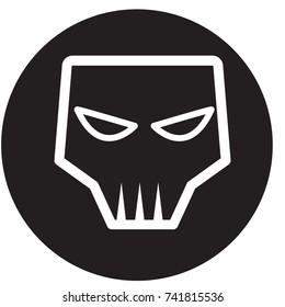 skull badge icon flat black
