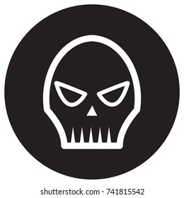 skull badge icon flat black