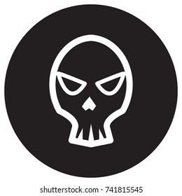 skull badge icon flat black