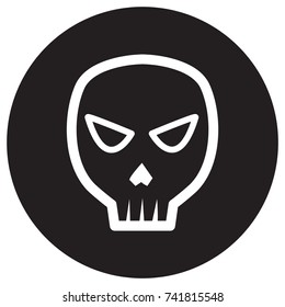 skull badge icon flat black