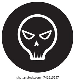 skull badge icon flat black