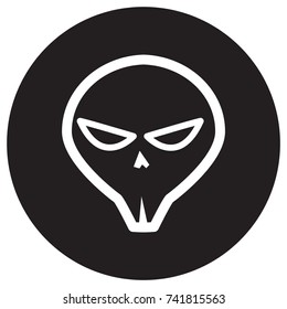 skull badge icon flat black
