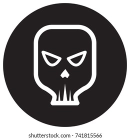 skull badge icon flat black