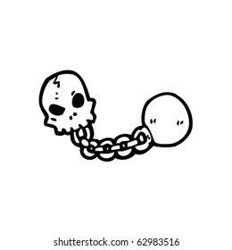 skull ball and chain cartoon