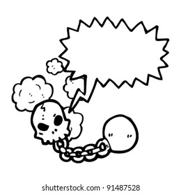 caricatura sobre la bola de cráneo y la cadena