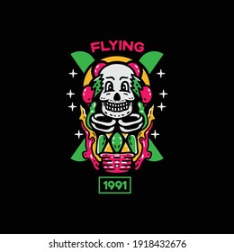 Skull ballon character vintage style for tshirt