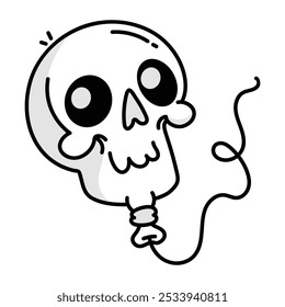 Skull balloon icon in drawing style 

