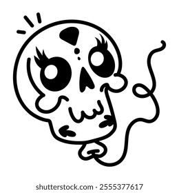 Skull balloon icon in hand drawn style 
