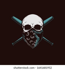 Skull Bandana Cross Baseball Bat Vector Stock Vector (Royalty Free ...