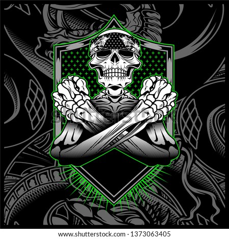 skull bandana hand drawing vector