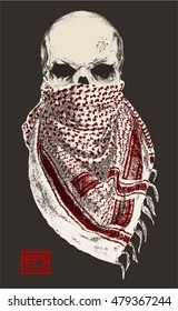 SKULL WITH BANDANA OR SCARF EDITABLE VECTOR