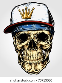 Skull With Bandanna And Cap