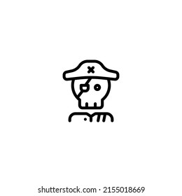 Skull, Bandit, Captain, Outline Icon, Logo, and illustration Vector