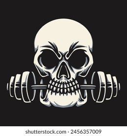 Skull Barbell Gym Vector Illustration