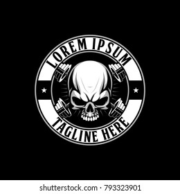 skull with barbell vector logo template
