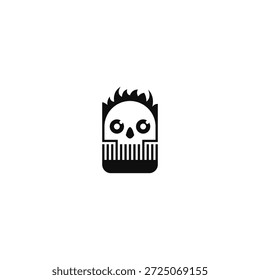 Totenkopf Barbier Kamm Logo Design.