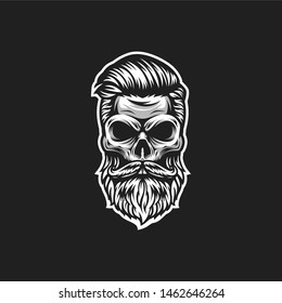 skull barber vector logo illustration