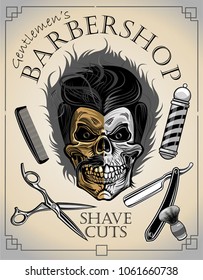 Skull Barbershop. Hipster