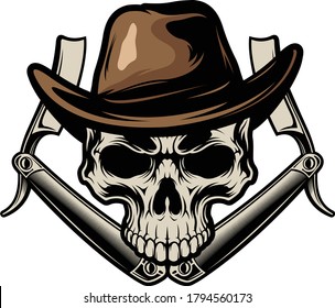 SKULL BARBERSHOP ILLUSTRATION VECTOR DESIGN