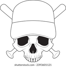 Skull Béisbol Béisbol Vector deportivo Ilustración de arte gráfico